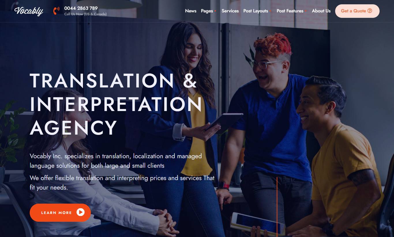 Vocably - Translation & Interpretation Agency Theme