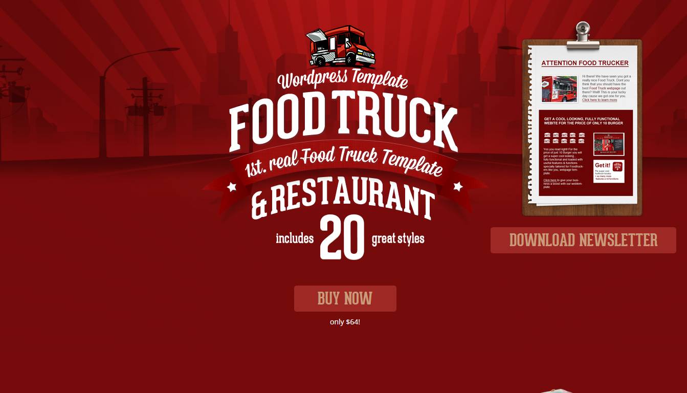 Food Truck & Restaurant 20 Styles - WP Theme