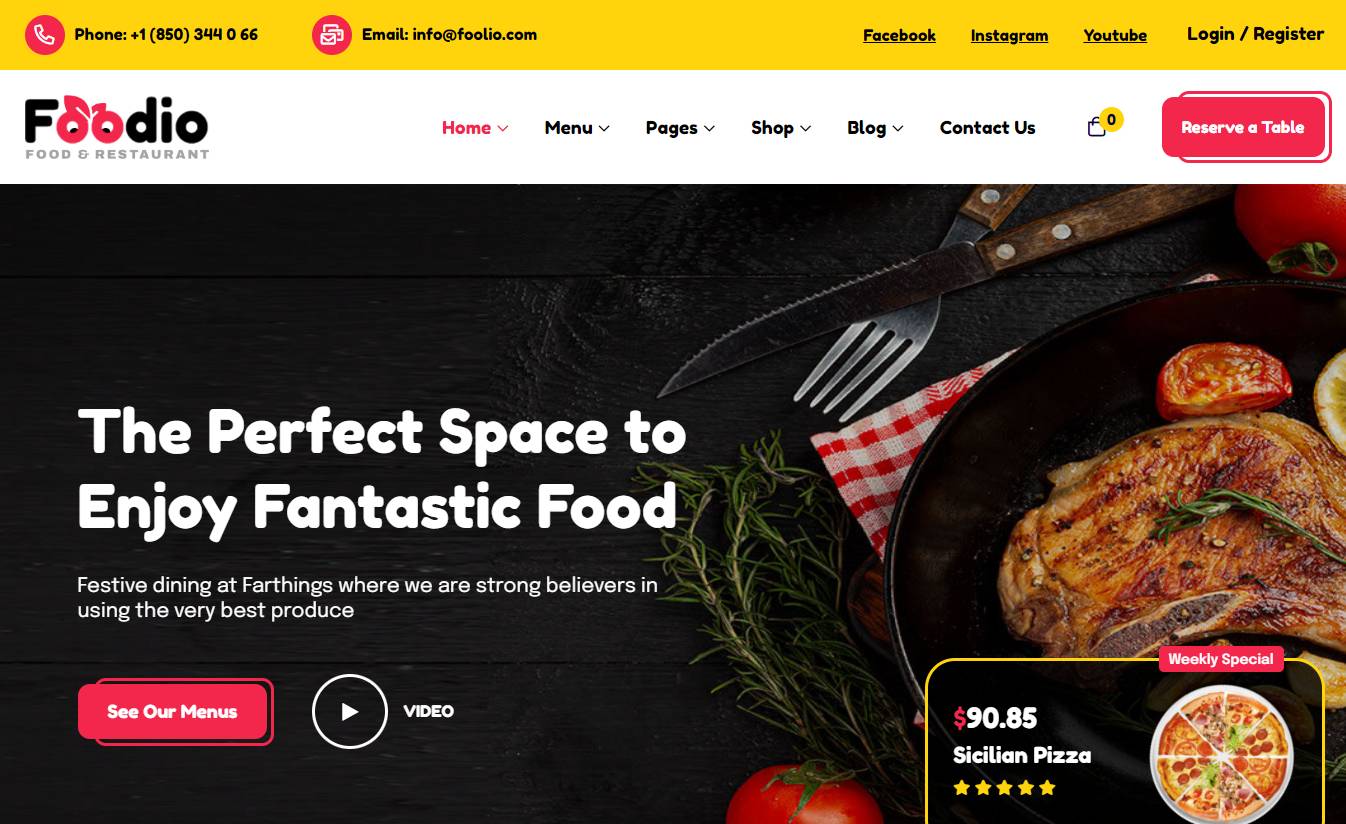 Foodio - Fast Food Restaurant WordPress Theme