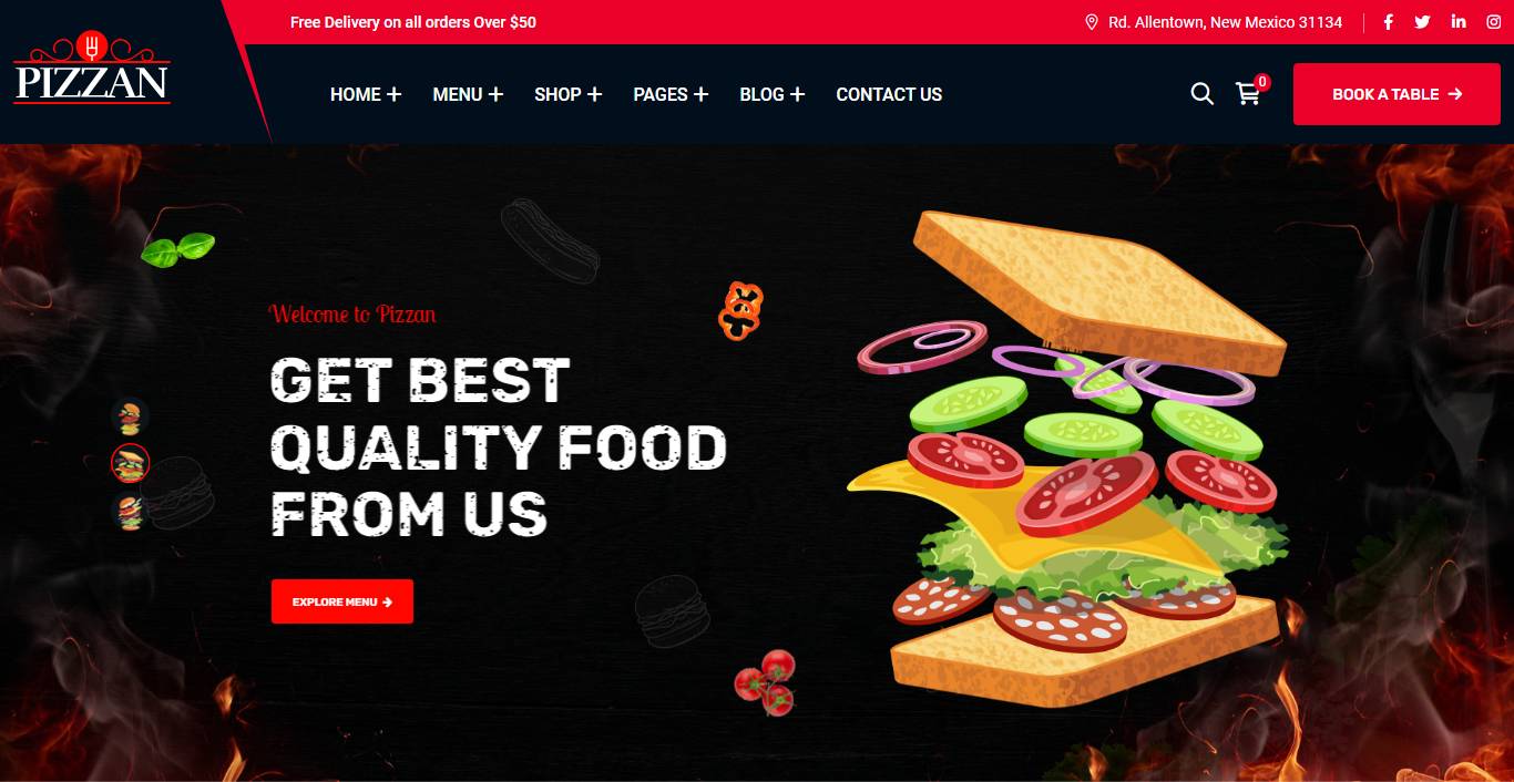 Pizzan - Fast Food and Restaurant WordPress Theme