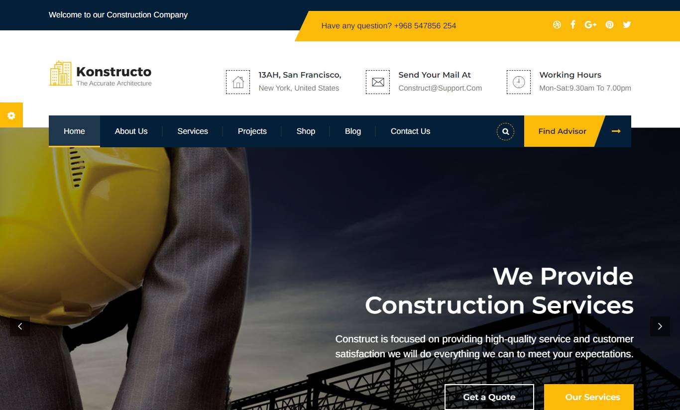 Konstructo - Construction and Architecture WordPress Theme