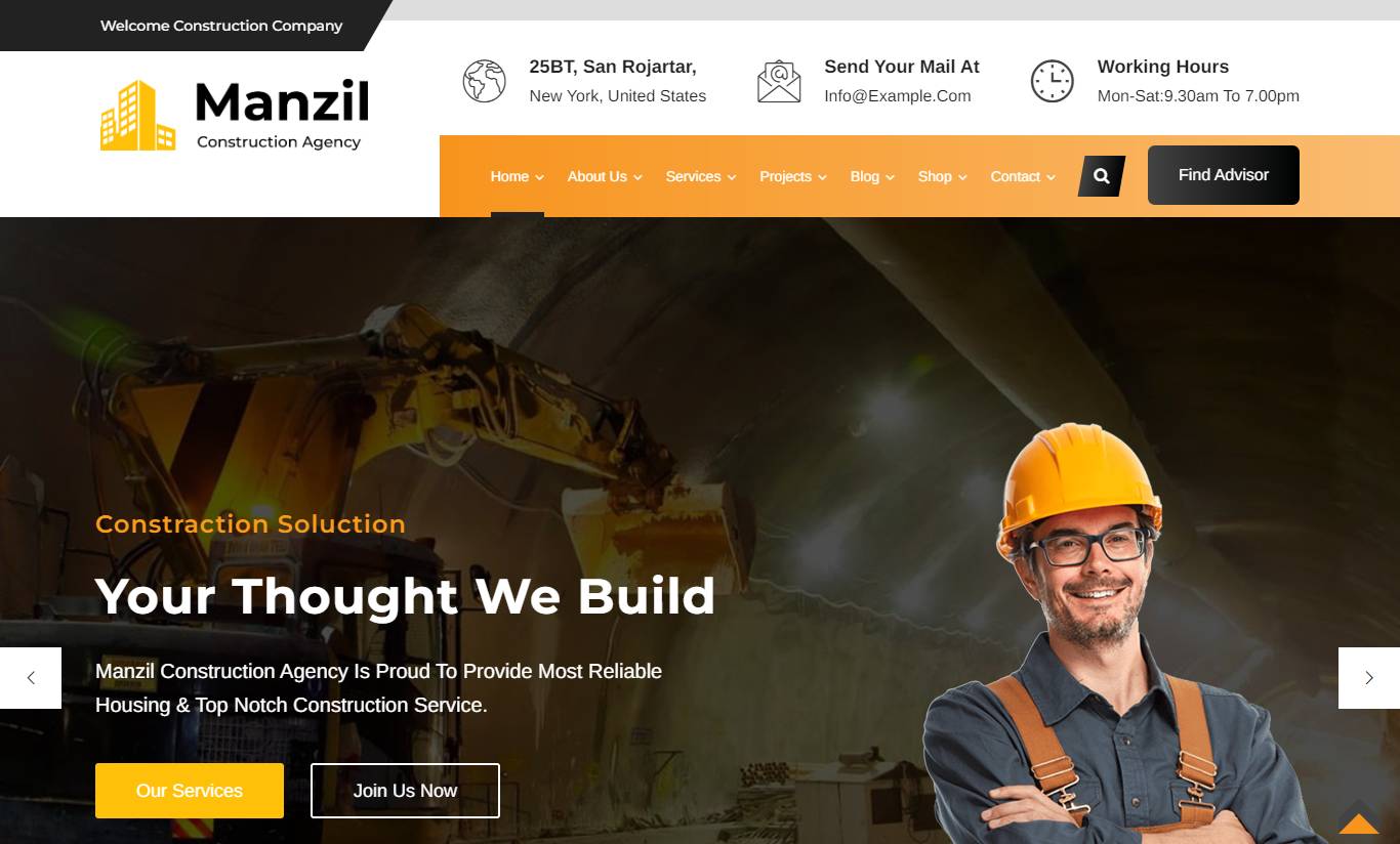 Manzil | Construction and Building WordPress Theme