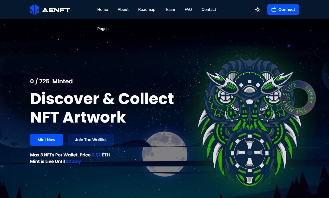 Aenft - NFT Minting/Collection WordPress Theme