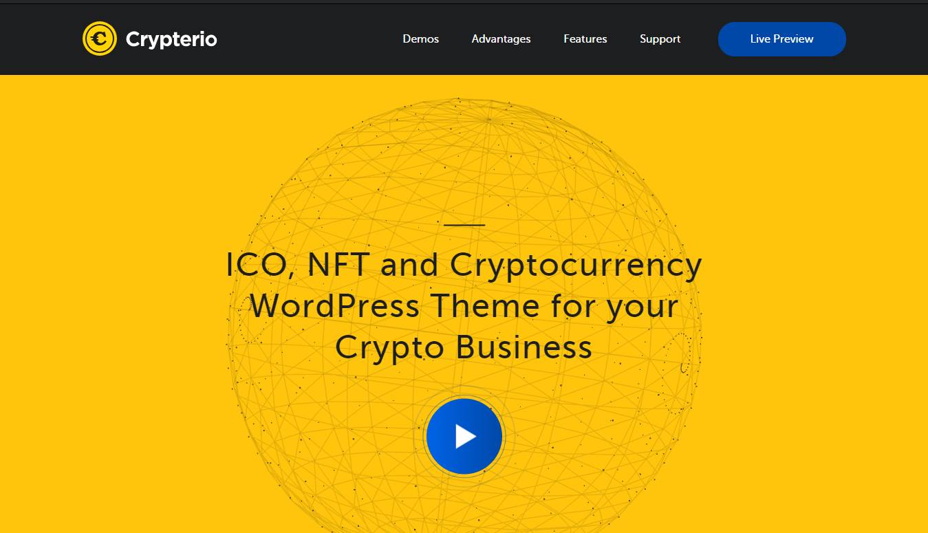 Crypterio - NFT and Crypto Landing Page WordPress Theme