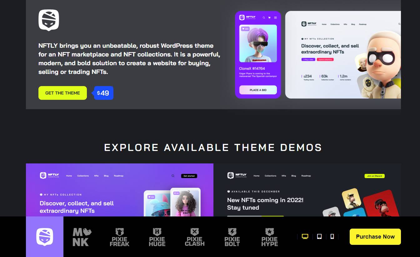 NFTLY - NFT Marketplace WordPress Theme