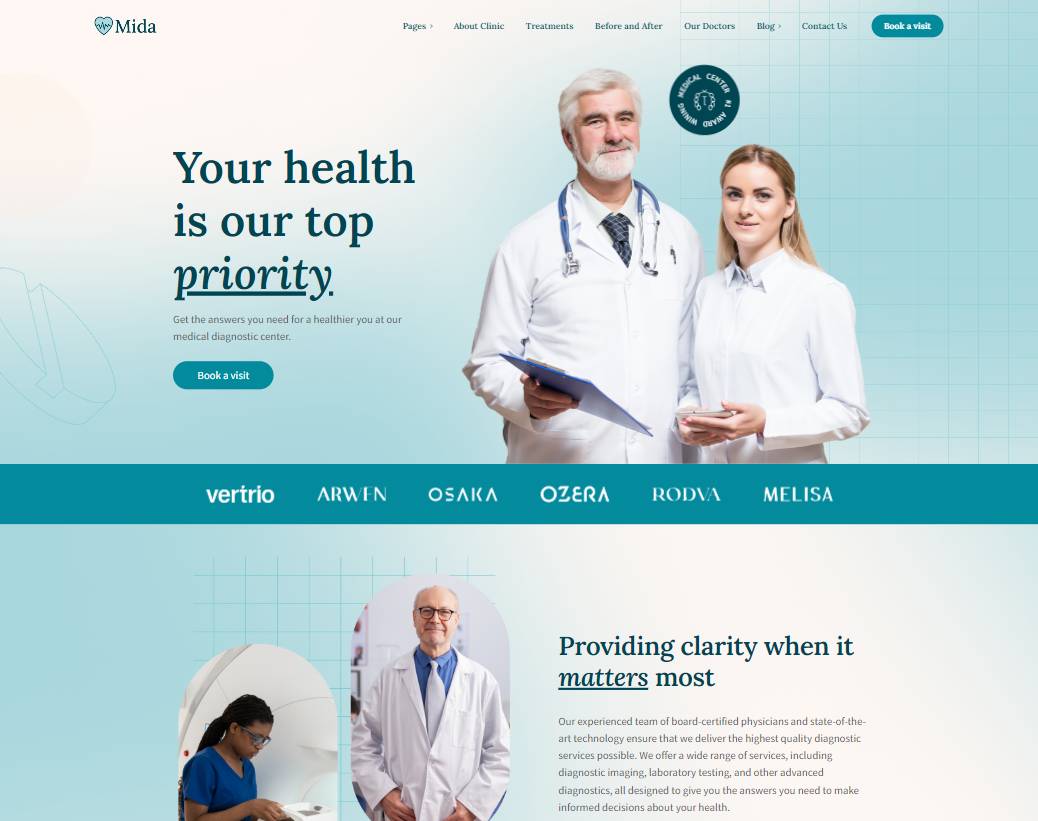 Mida - Medical Diagnostic & Plastic Surgery Clinic WordPress Theme