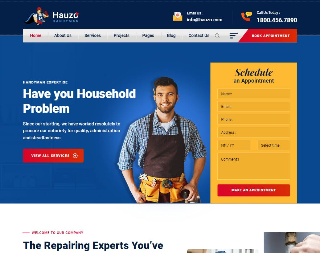  Hauzo - Handyman And Plumber WordPress Theme