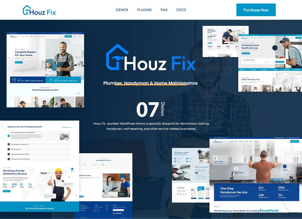 HouzFix - Plumber, Handyman Services WordPress Theme