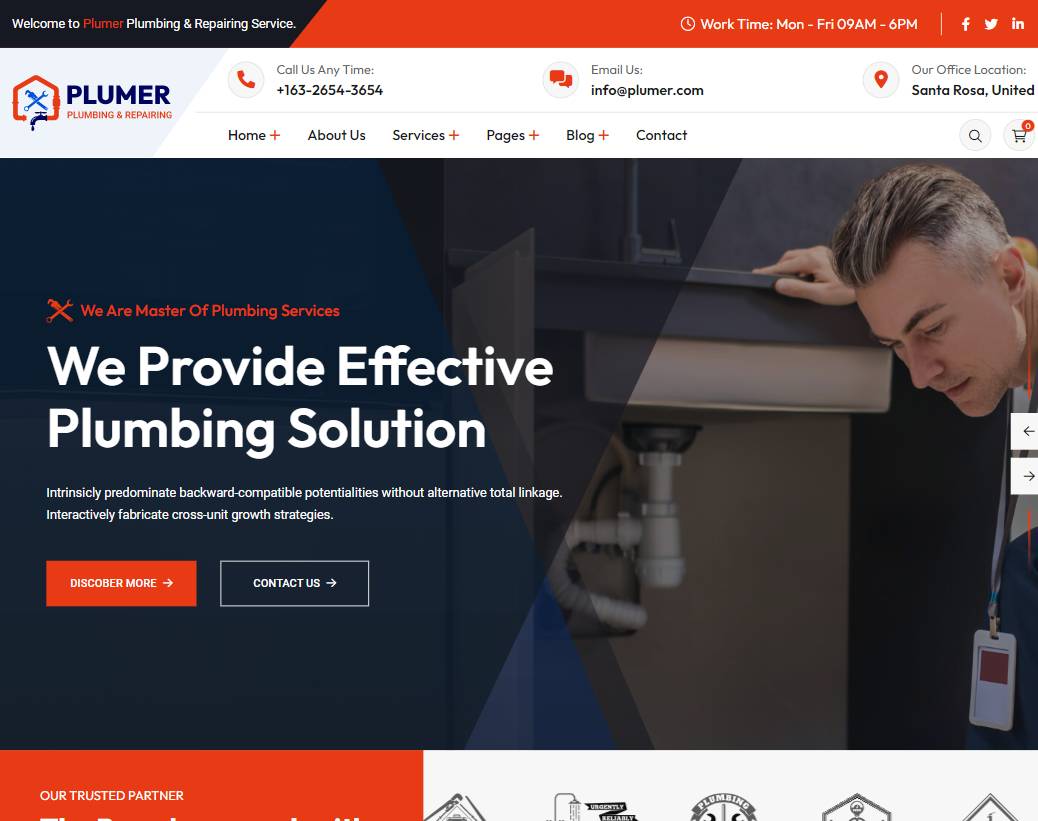 Plumer - Plumbing & Repair Services WordPress Theme