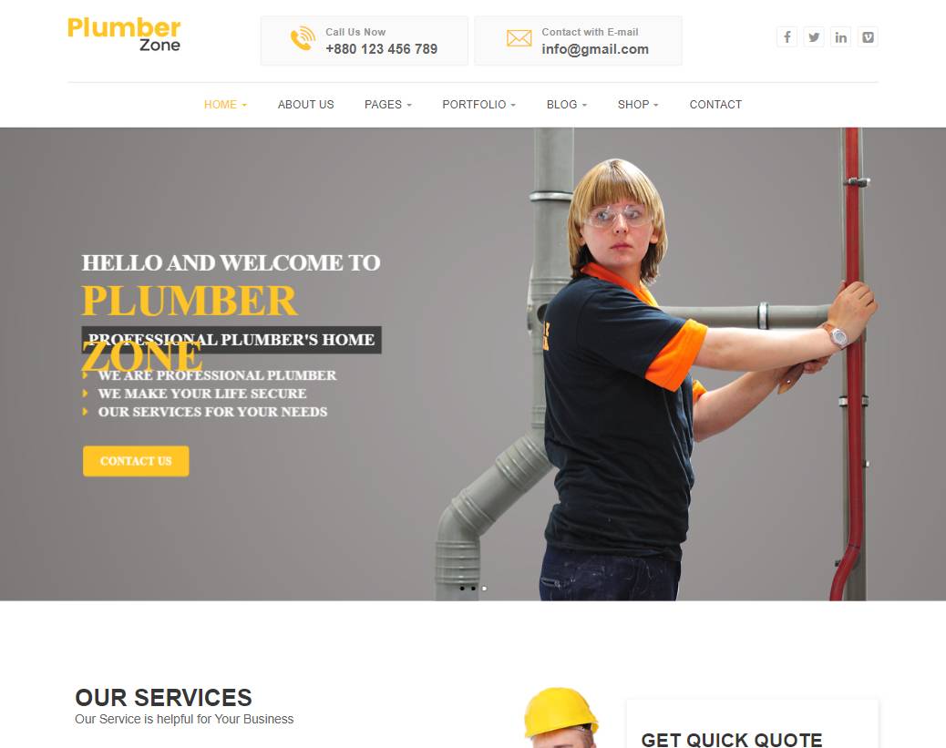 Plumber Zone - Plumbing, Repair & Construction WordPress Theme