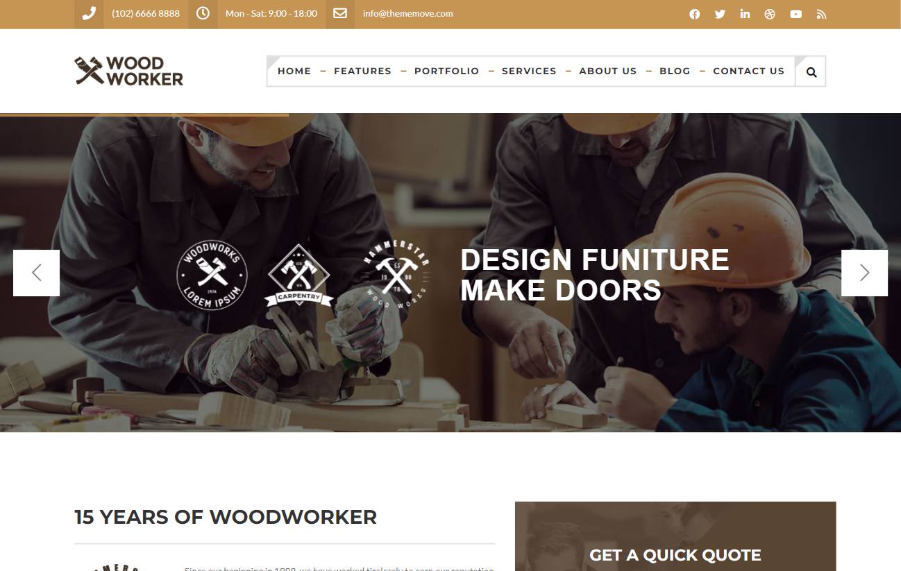 WoodWorker - Carpenter Handy Service WordPress Theme