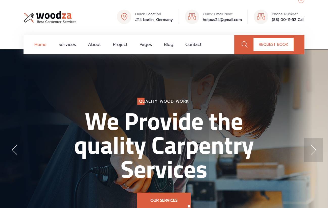 Woodza - Carpenter And Woodwork WordPress Theme