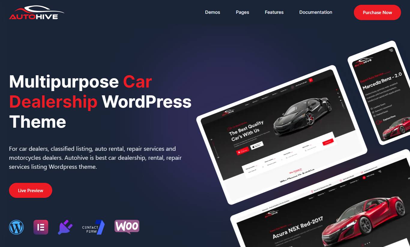 Autohive - Car Dealer & Rental WordPress Theme