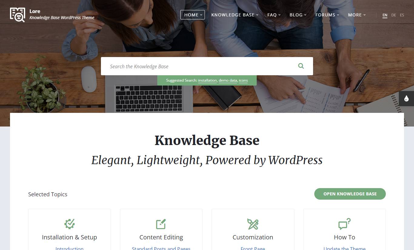 Lore - Elegant Knowledge Base WordPress Theme