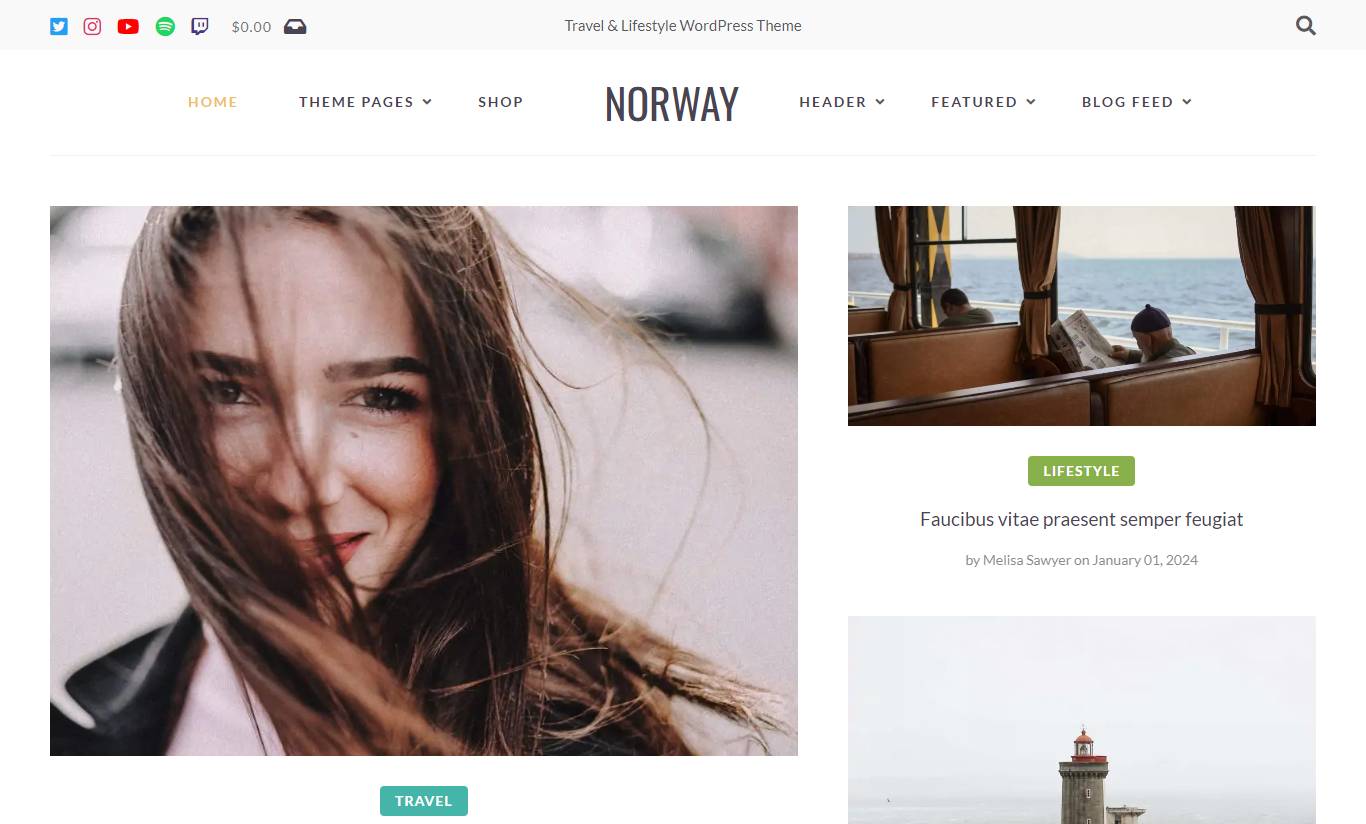 Norway - Minimal Travel Blog WordPress Theme