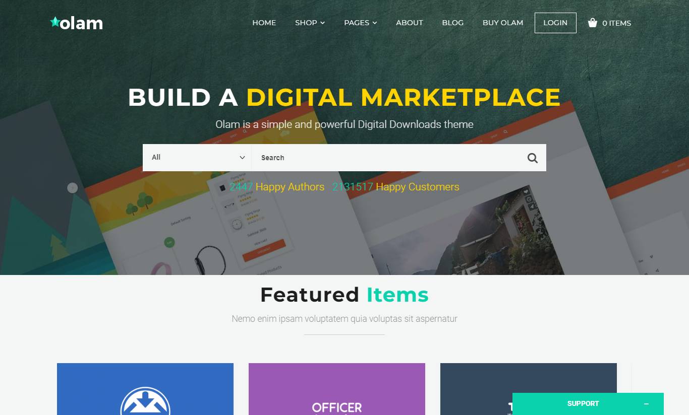 Olam - Easy Digital Downloads Marketplace WordPress Theme