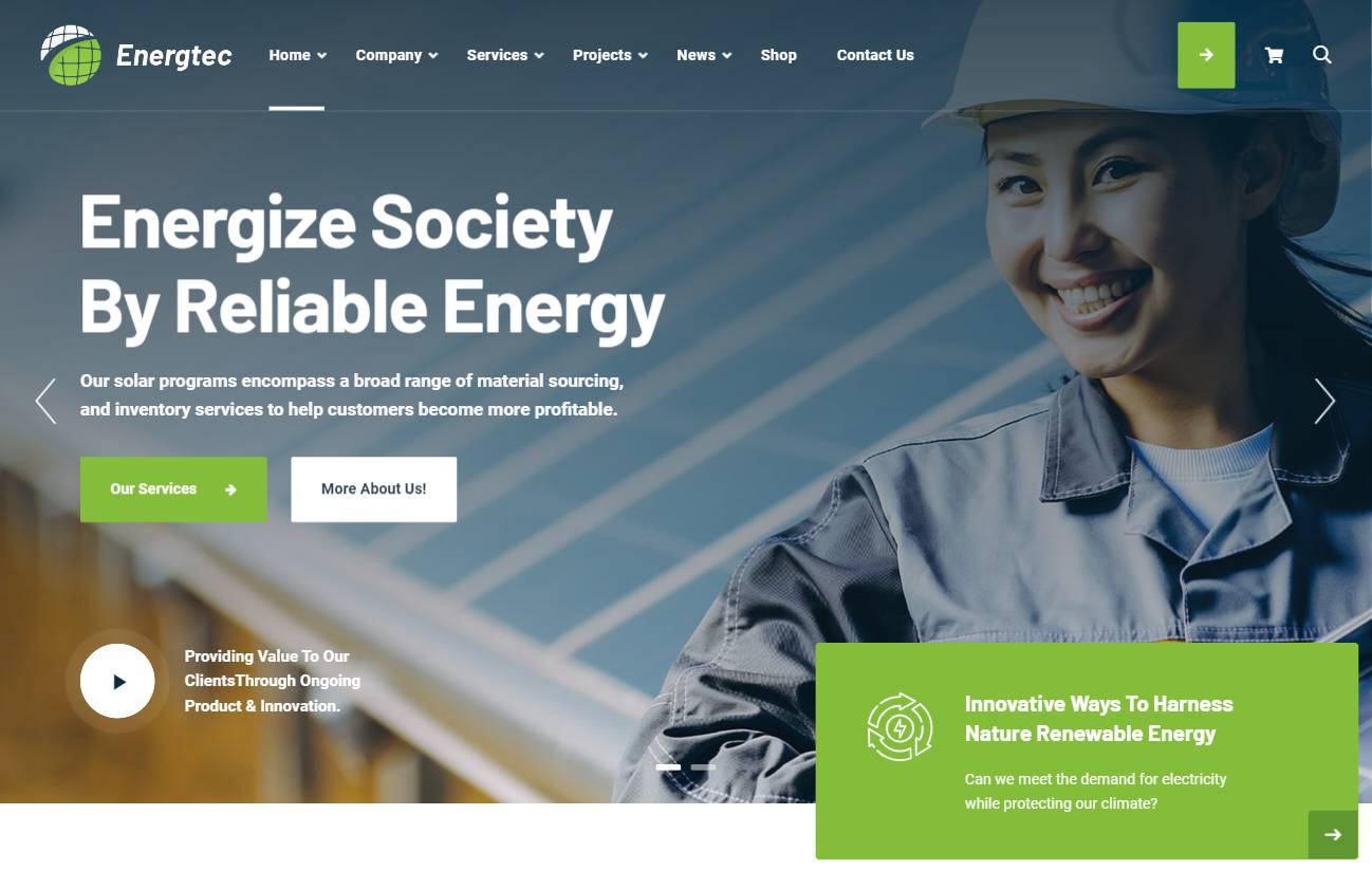 Energtec - Solar and Wind Energy WordPress Theme   