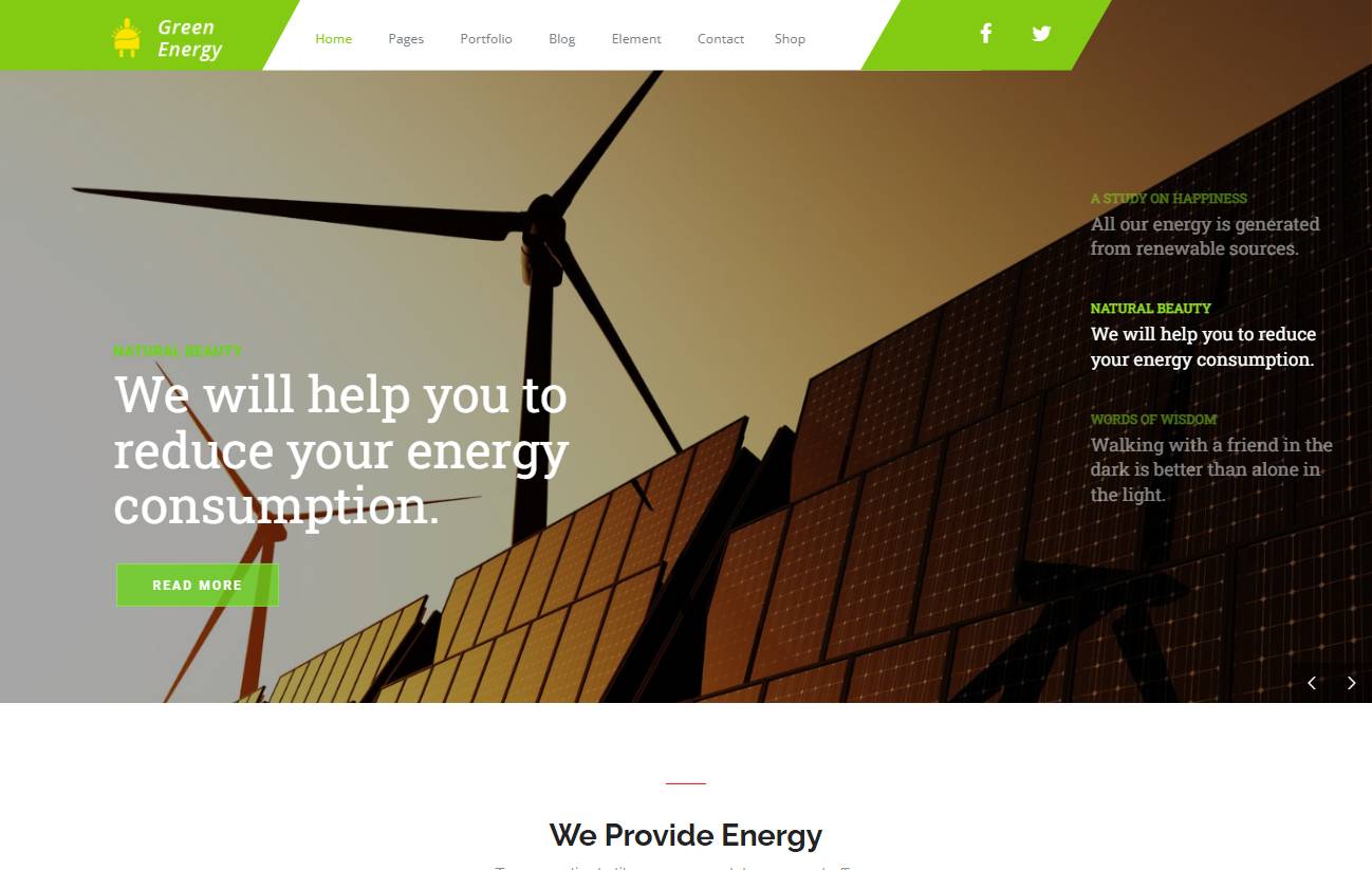 Green Energy - For Renewable Company WordPress Theme   