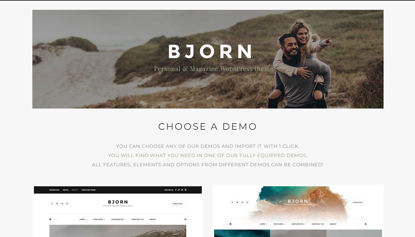 Bjorn - Responsive WordPress Personal Blog Theme