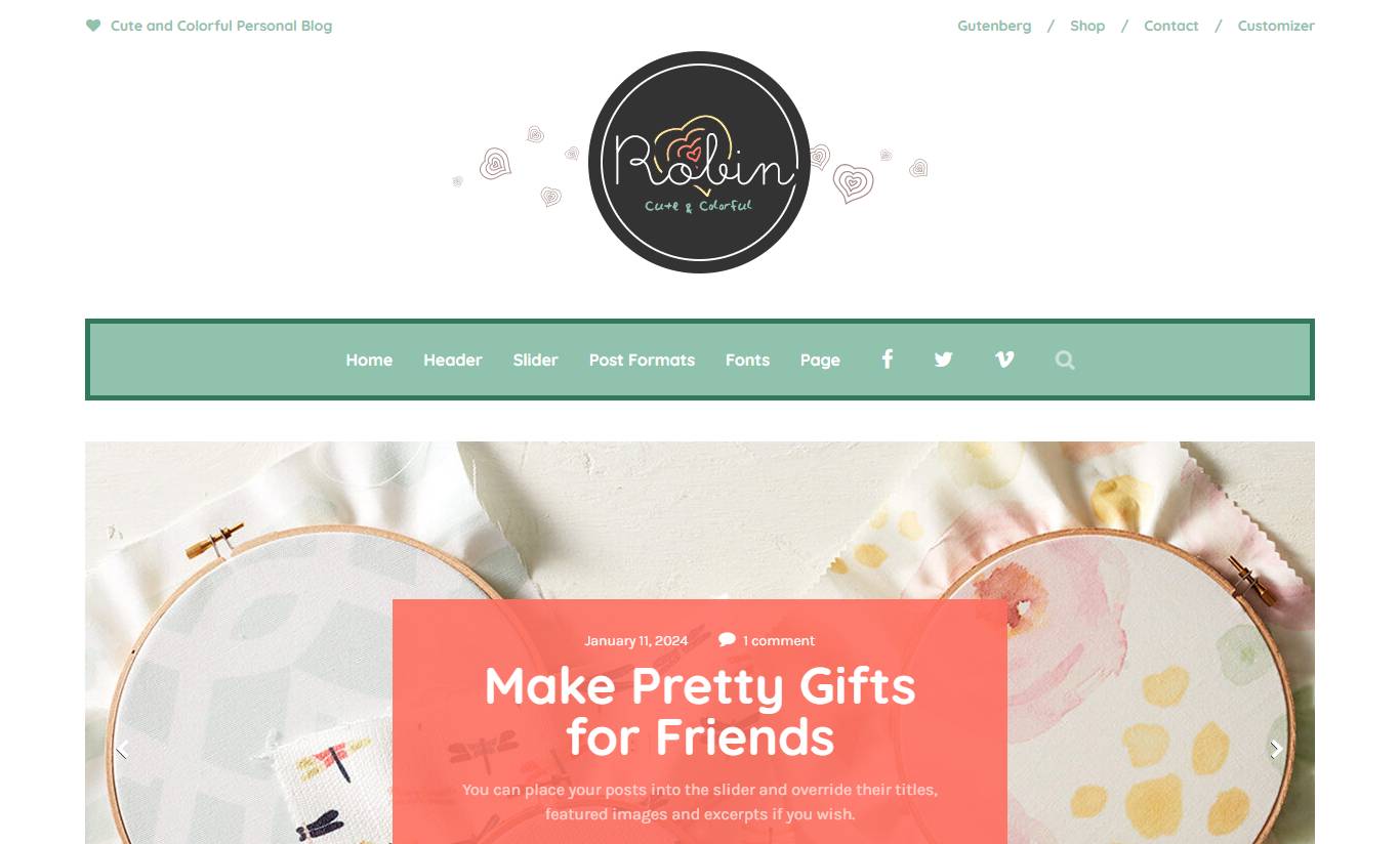 Robin - Cute & Colorful Blog Theme