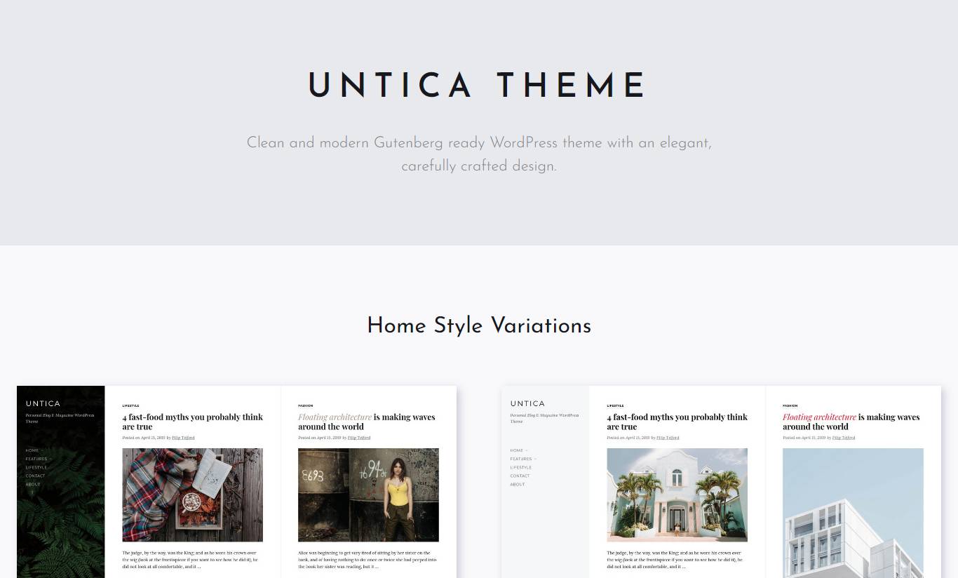 Untica - Personal Blog & Magazine WordPress Theme