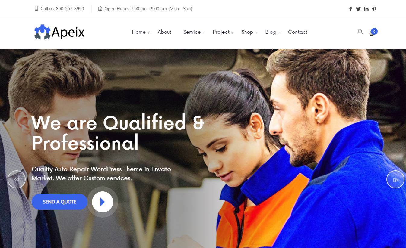 Apeix - Car Repair Service & Auto Mechanic WordPress Theme