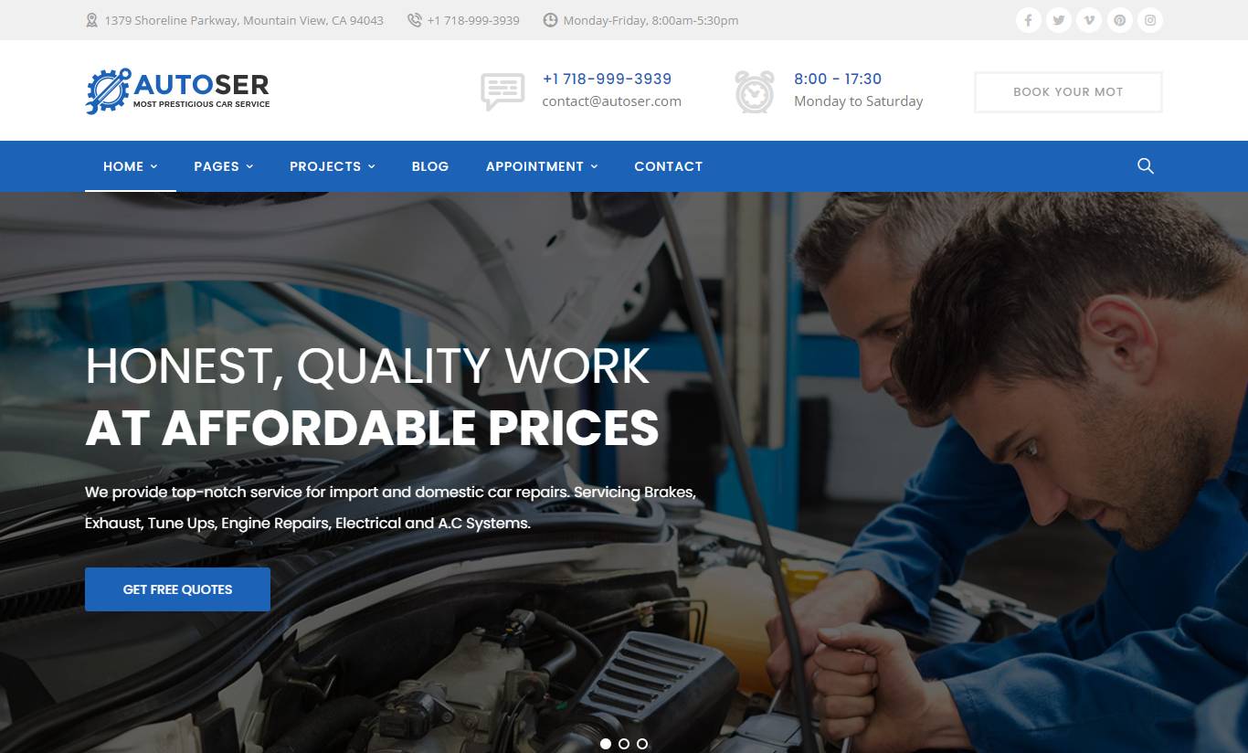 Autoser - Car Repair and Auto Service WordPress Theme