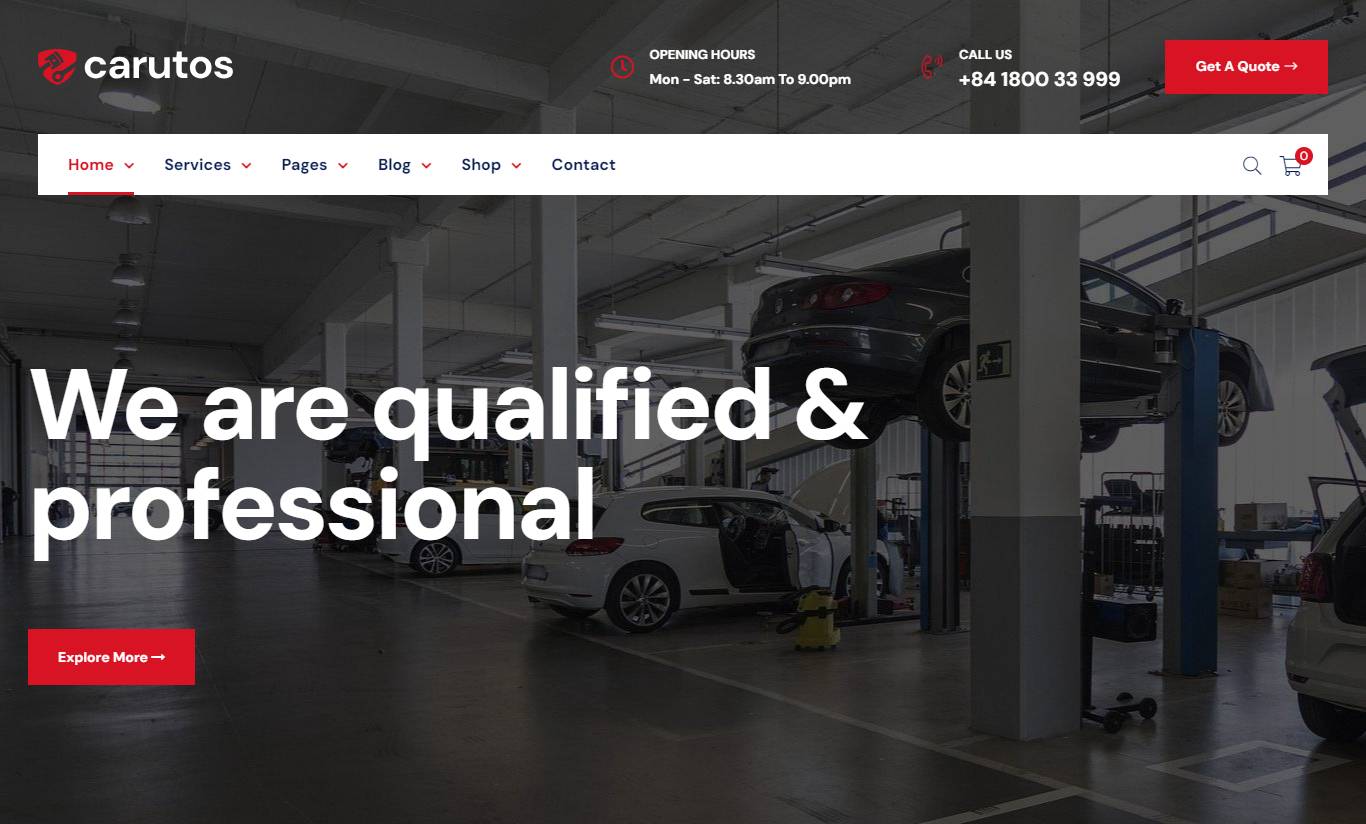 Carutos - Car Repair Services & Auto Parts WooCommerce WordPress Theme