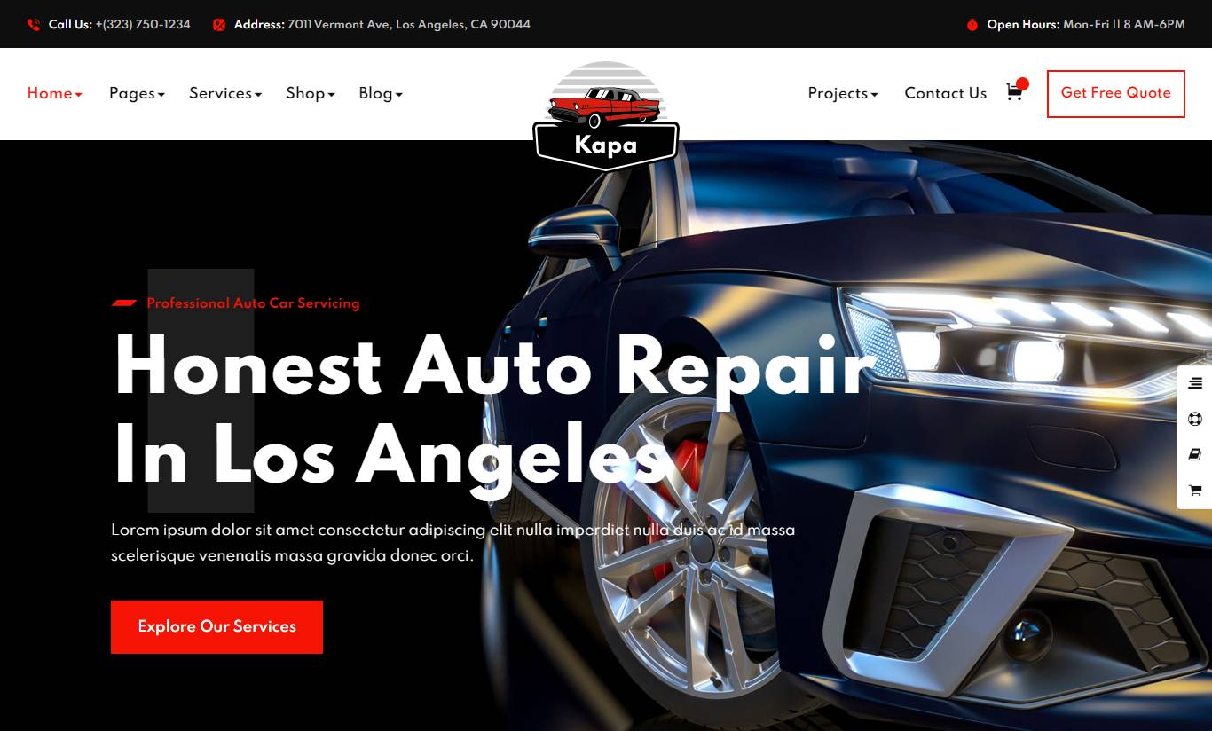 Kapa - Car Repair & Auto Services WordPress Theme