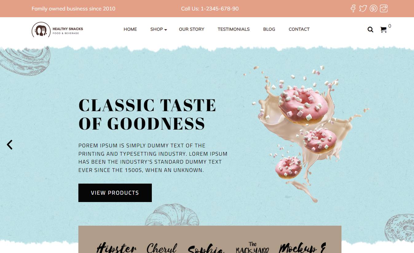 Food Restaurant WordPress Theme – Healthy Snacks