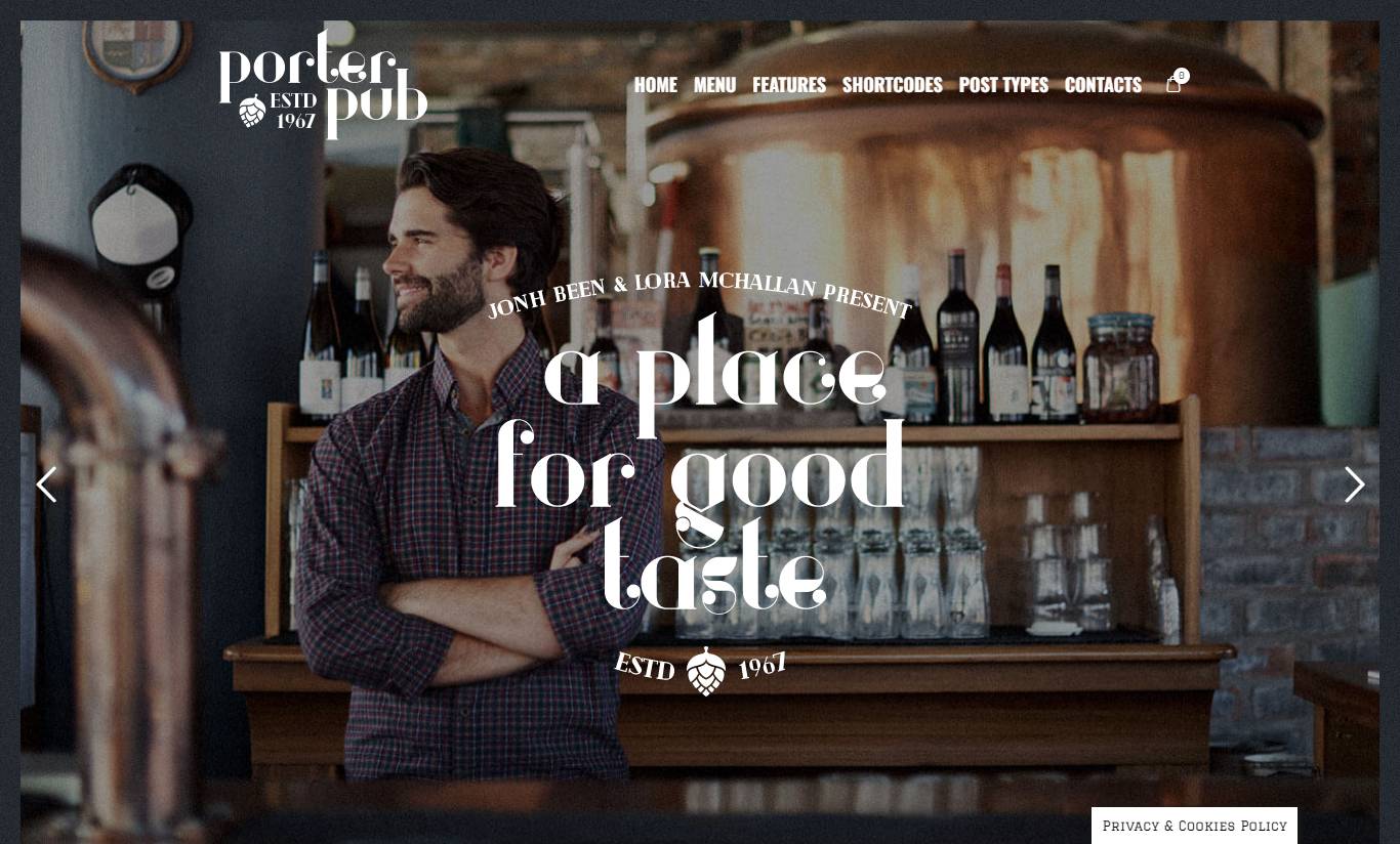 Porter Pub - Bar & Restaurant WordPress Theme