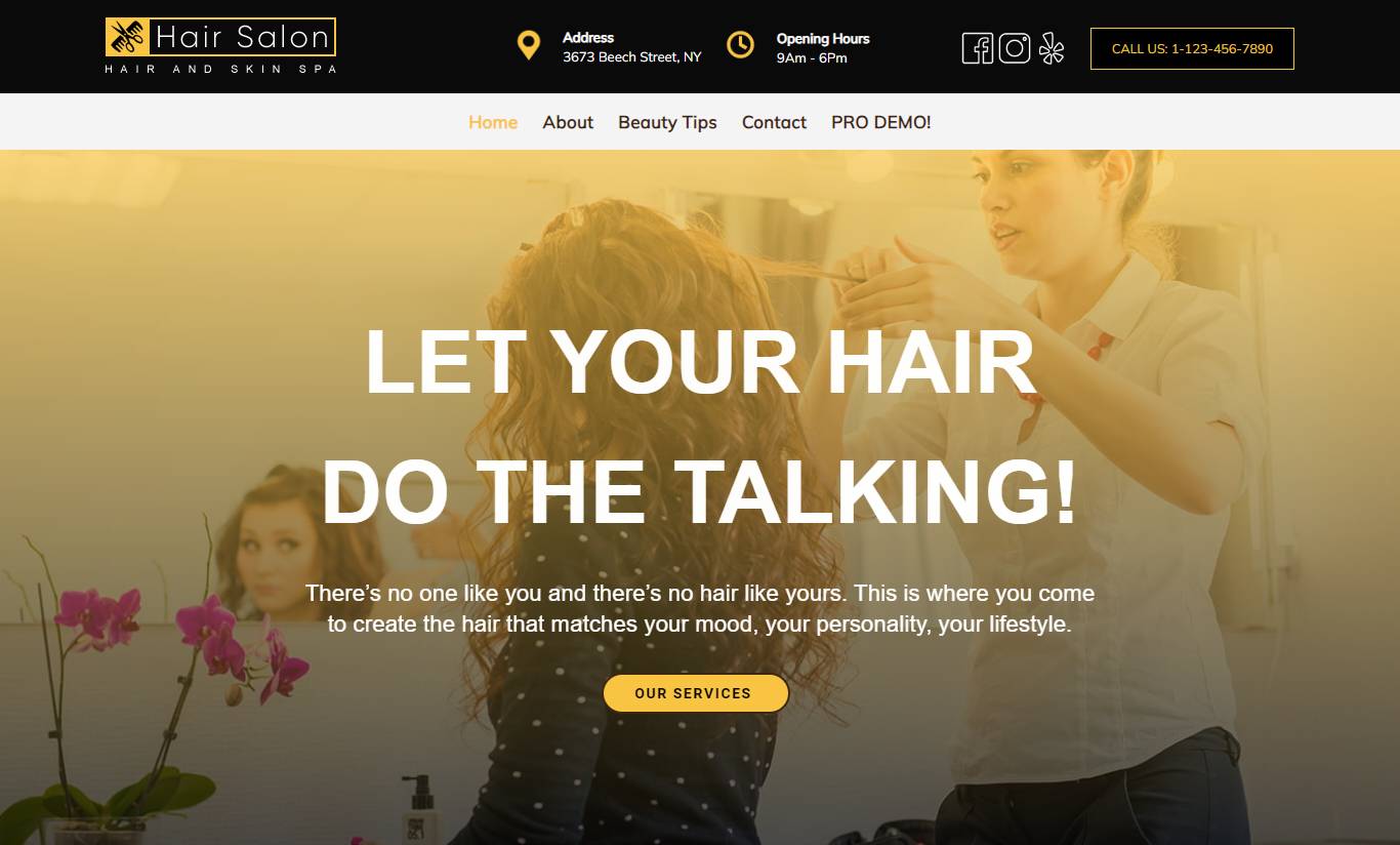 Free Hair Salon WordPress Theme 