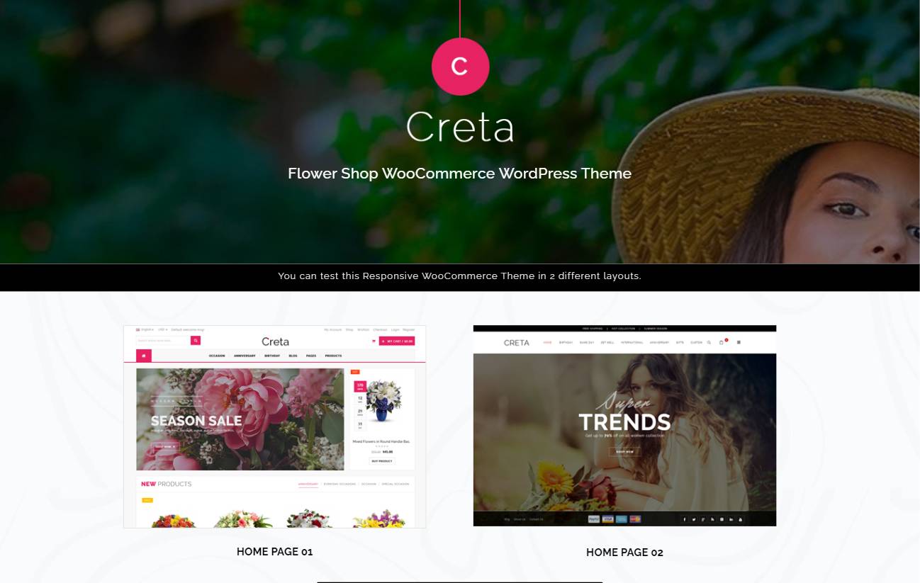 Creta - Flower Shop WooCommerce WordPress Theme