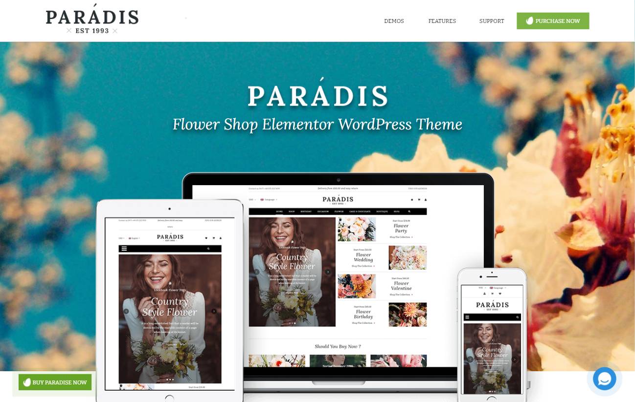 Paradise - Flower Shop Elementor WooCommerce WordPress Theme