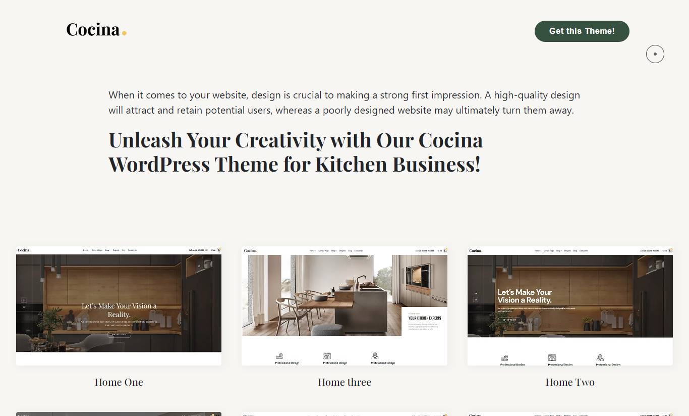 Cocina - Kitchen and Interior Design WordPress Theme